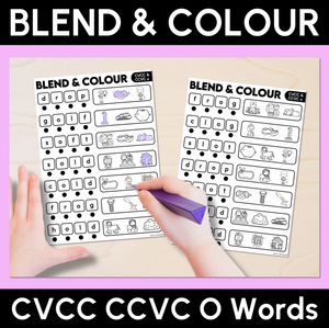 Blend & Colour - CVCC CCVC O Words Blending Worksheets