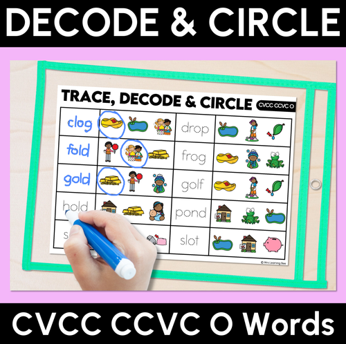 Resource preview 11 for Trace, Decode & Circle - CVC CVCC CCVC Decodable Word Mats Bundle