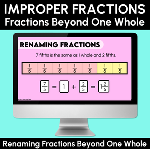 Improper Fractions - Fractions Beyond One Whole Teaching Slides