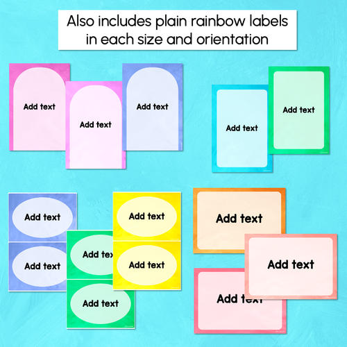 Resource preview 4 for A4 & A5 Portrait & Landscape Editable Labels - Watercolour Rainbow Classroom Decor - The Kutopia Collection