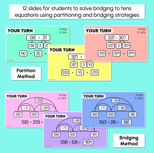 Resource preview 4 for Bridging to 10s and 100s - 2-Digit & 3-Digit Number Addition Slides