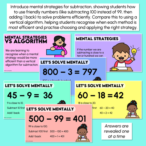 Resource preview 2 for Mental Strategies vs Algorithm - 3-Digit Number Problems - Teaching Slides