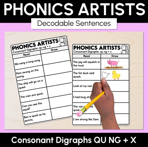 Resource preview 5 for Phonics Artists - Consonant Digraphs Decodable Words & Sentences Complete Bundle