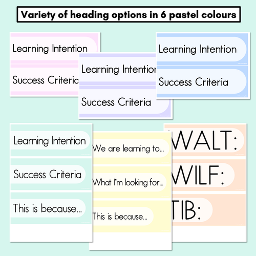 Resource preview 3 for Learning Intentions & Success Criteria - LISC Posters - Pastel Decor