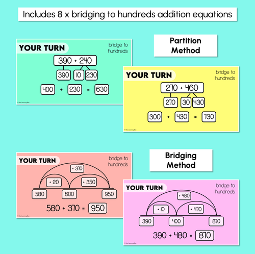 Resource preview 5 for Bridging to 10s and 100s - 2-Digit & 3-Digit Number Addition Slides