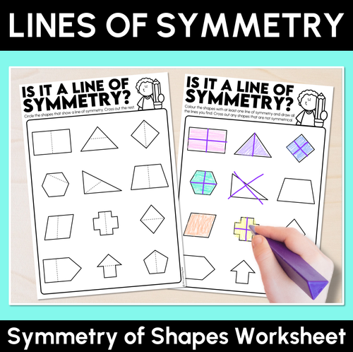 Resource preview 1 for Is It a Line of Symmetry? – Symmetry of Shapes Worksheet
