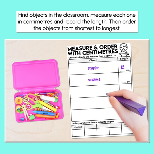 Resource preview 2 for Measure & Order with Centimetres - Measuring Length with Formal Units Recording Sheet 