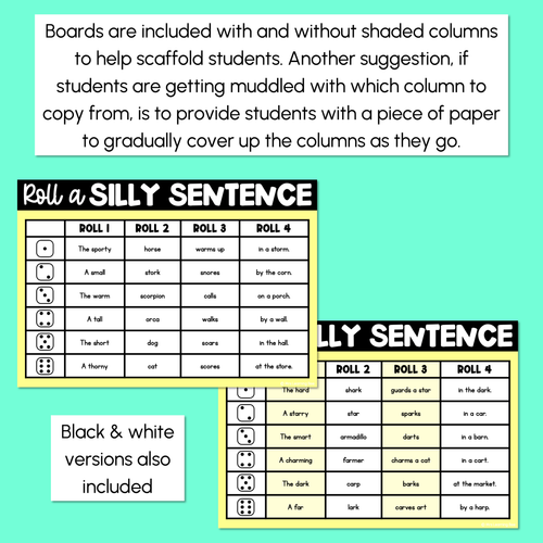 Resource preview 4 for Decodable Sentences with R-Controlled AR Words - Roll a Silly Sentence Phonics