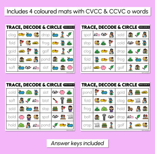 Resource preview 3 for Trace, Decode & Circle - CVCC CCVC O Words - Decodable Word Mats