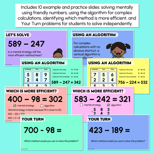 Resource preview 3 for Mental Strategies vs Algorithm - 3-Digit Number Problems - Teaching Slides