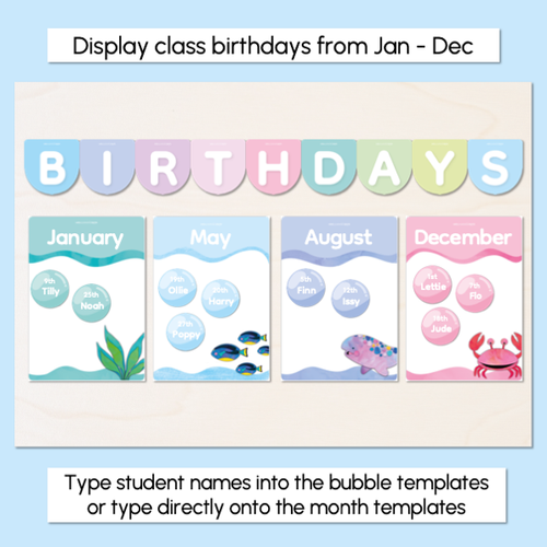 Resource preview 2 for Classroom Birthdays Display - The Sea of Wonder Collection - Calming Classroom Decor
