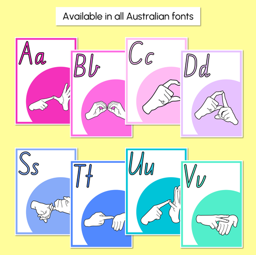 Resource preview 2 for AUSLAN Alphabet Posters - Australian Finger Spelling - Rainbow Classroom Decor