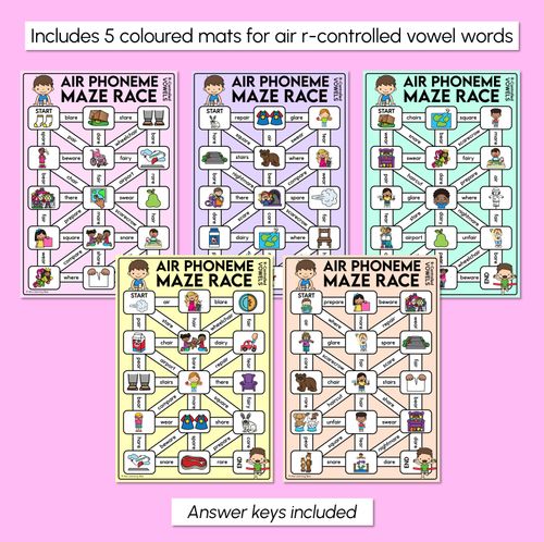 Resource preview 3 for R-Controlled AIR Words Maze Race - R-Controlled Vowel AIR Words Mats