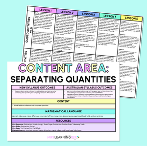 Separating Quantities (Subtraction) - Kindergarten/Foundation Program