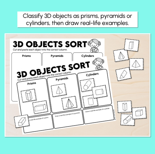 Resource preview 2 for 3D Objects Sort – Cut and Paste Activity