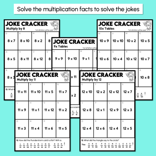 Resource preview 3 for Joke Code Cracker - Multiplication Facts x3 to x12 - Times Table Worksheets