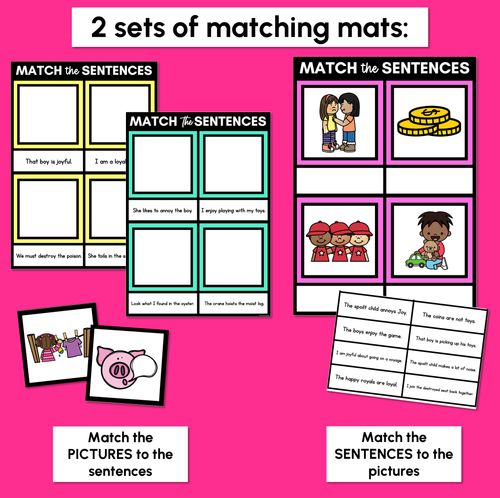 Resource preview 3 for OI Diphthong Decodable Sentence Mats - Read & Match