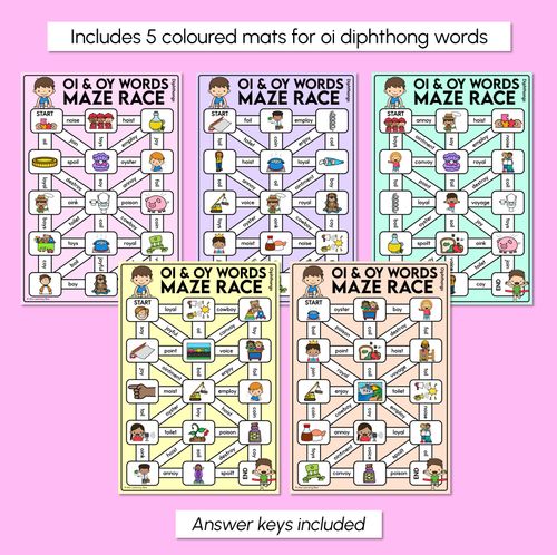 Resource preview 3 for Diphthong OI OY Words Maze Race - Diphthong OI OY Words Mats