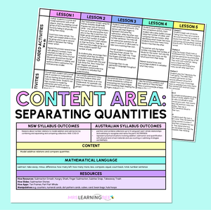 Separating Quantities (Subtraction) - Kindergarten/Foundation Program