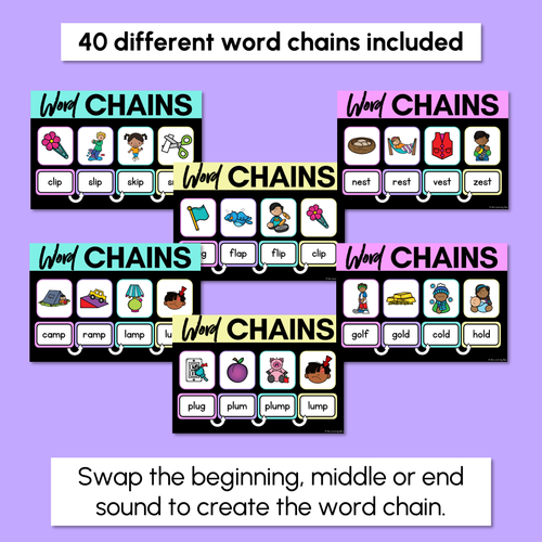Resource preview 2 for CVCC CCVC Word Chains for Beginning, Middle & End Sounds - Decodable PowerPoint