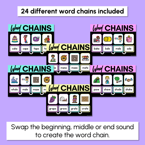 Resource preview 2 for Long Vowel A Word Chains for Beginning, Middle & End Sounds - Decodable PowerPoint