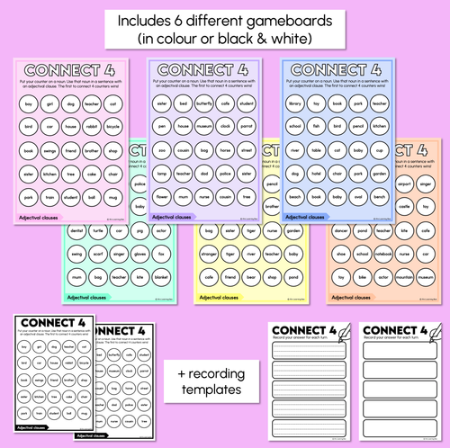 Resource preview 3 for Adjectival Clause - Connect 4 Games