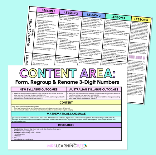 Resource preview 3 for Form, regroup and rename 3-digit numbers - Grade 1 & 2 Unit of Work