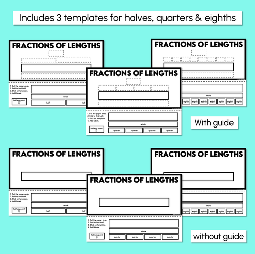 Resource preview 3 for Labelling Fractions of Length - Halves, Quarters, Eighths Worksheet