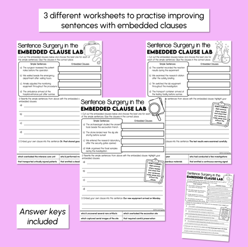 Resource preview 3 for Improving Sentences with Embedded Clauses Activity