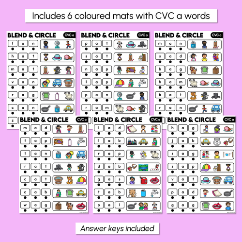 Resource preview 3 for Blend & Circle - CVC A Words Blending Mats