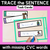 1 for CVC WORD SENTENCES TASK CARDS - Trace the Sentence with missing CVC words
