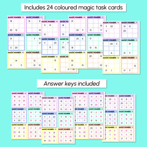 Resource preview 3 for Magic Squares - Addition to 50 - Task Cards