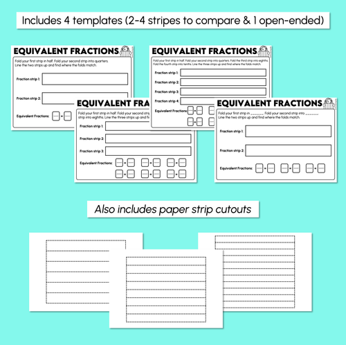 Resource preview 3 for Equivalent Fractions - Halves, Quarters, Eighths, Tenths Activity