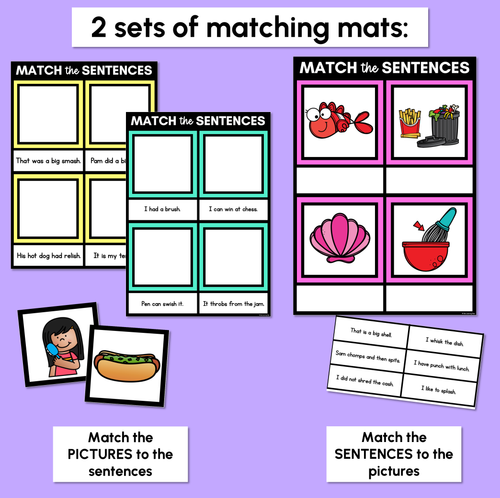 Resource preview 3 for CH SH TH WH Decodable Sentences Mats - Read & Match
