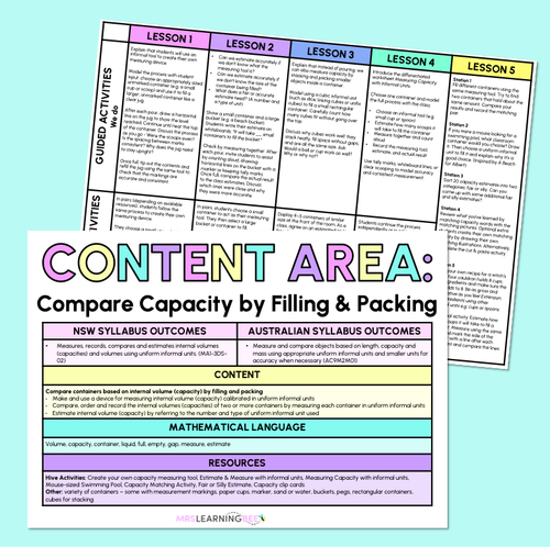 Resource preview 1 for Compare Capacity by filling & packing - Grade 1 & 2 Program