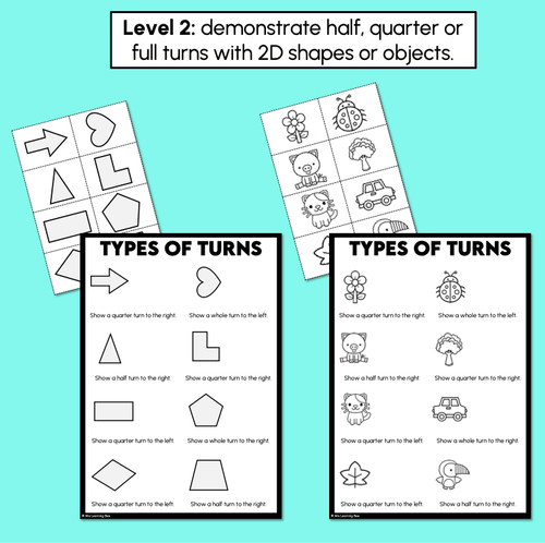 Resource preview 3 for Types of Turns - Half, Quarter & Full Turn Cut & Paste Printables