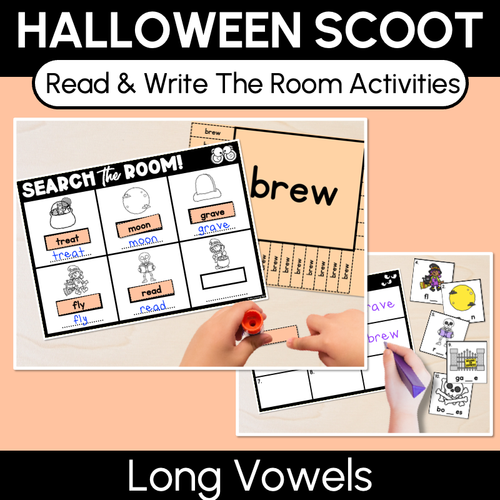 Resource preview 1 for Halloween Scoot - Halloween-Themed Read the Room & Write the Room - Long Vowels
