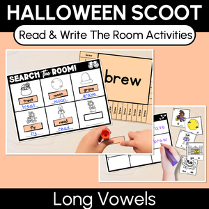 Halloween Scoot - Halloween-Themed Read the Room & Write the Room - Long Vowels