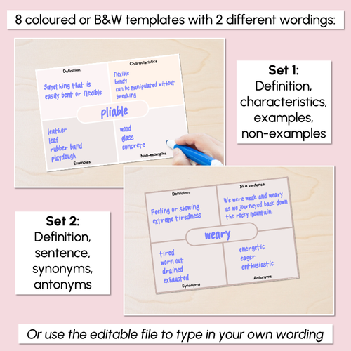 Resource preview 2 for Editable Frayer Model Printable Templates - Neutral or Black & White