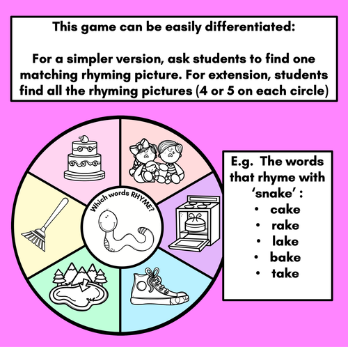 Resource preview 2 for Rhyming Wheels - Phonological Awareness