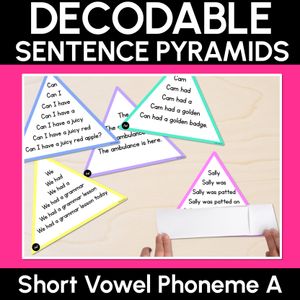 SHORT VOWEL PHONEME A WORDS - Decodable Sentence Pyramids - Phonics Fluency