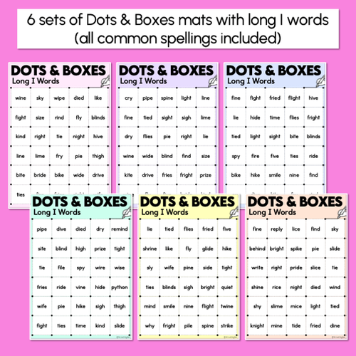Resource preview 2 for Dots and Boxes Phonics Game - Long I Words