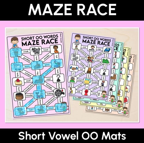 Resource preview 1 for Short Vowel OO Words Maze Race - Short Vowel OO Words Mats