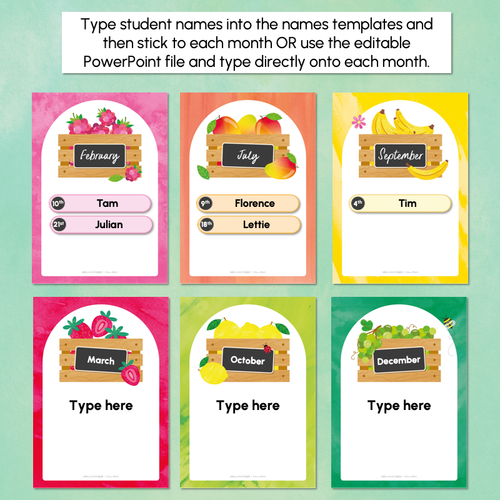 Resource preview 3 for Classroom Birthdays Display - The Tutti Frutti Collection - Colourful Classroom Decor