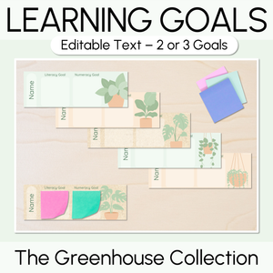 Student Learning Goals - Editable Post-It Goal Mats -  The Greenhouse Collection - Natural Classroom Decor