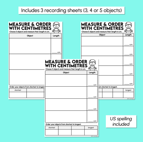 Resource preview 3 for Measure & Order with Centimetres - Measuring Length with Formal Units Recording Sheet 