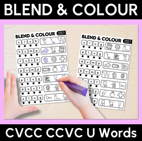 Resource preview 4 for Blend & Colour - CVC CVCC CCVC Words Blending Worksheets Bundle