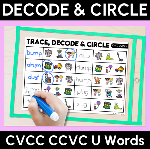 Resource preview 9 for Trace, Decode & Circle - CVC CVCC CCVC Decodable Word Mats Bundle
