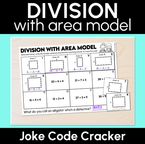 Resource preview 1 for Joke Code Cracker - Division with Area Model