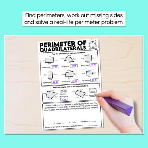 Resource preview 2 for Measuring Perimeters of Quadrilaterals - Perimeter Worksheets